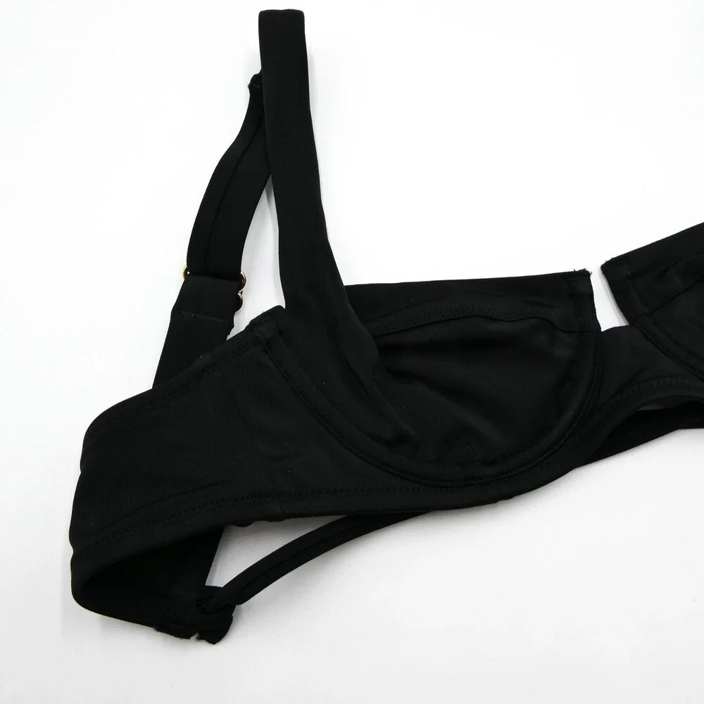 Victorias Secret 32B Bikini Top Black‎ Lightly Padded Underwire Womens 32 B New